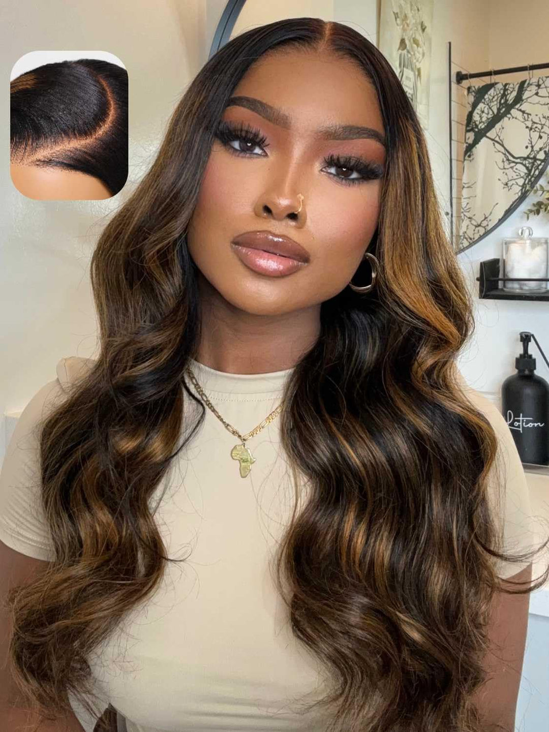 Beauty Forever 7X5 Bye Bye Knots 2.0 Balayage Brown Highlight 3D Body Wave Lace Front Wig Put On And Go Glueless Wigs With Pre-B