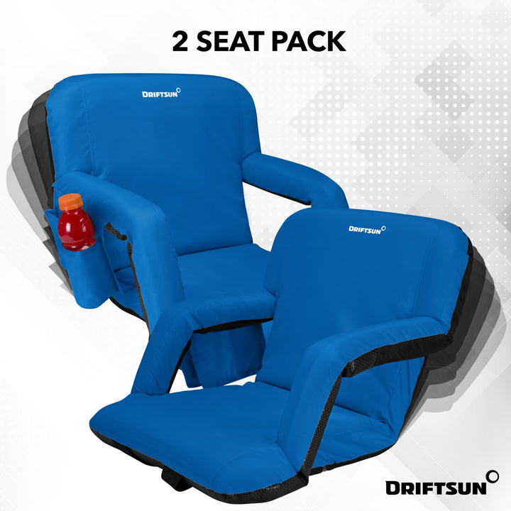 Driftsun 2 Pack Stadium Seats with Back Support, Deluxe Bleacher Chairs with Back Support, Padded Stadium Seats with Backs, Waterproof Stadium Chair