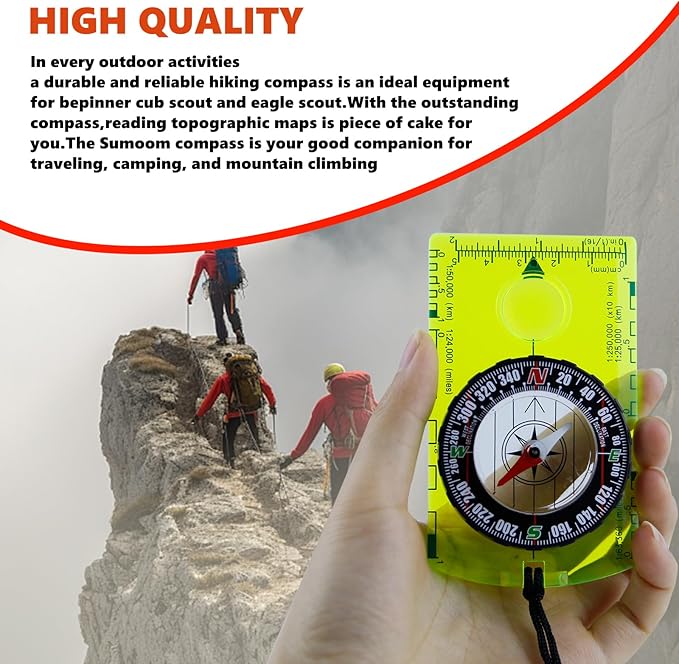 2 Pieces Orienteering Compass, Superior Hiking Survival Compass for Kids, Hiking Backpacking Compass Scouts Navigation Compass Waterproof Map Reading Compass for Outdoor Camping
