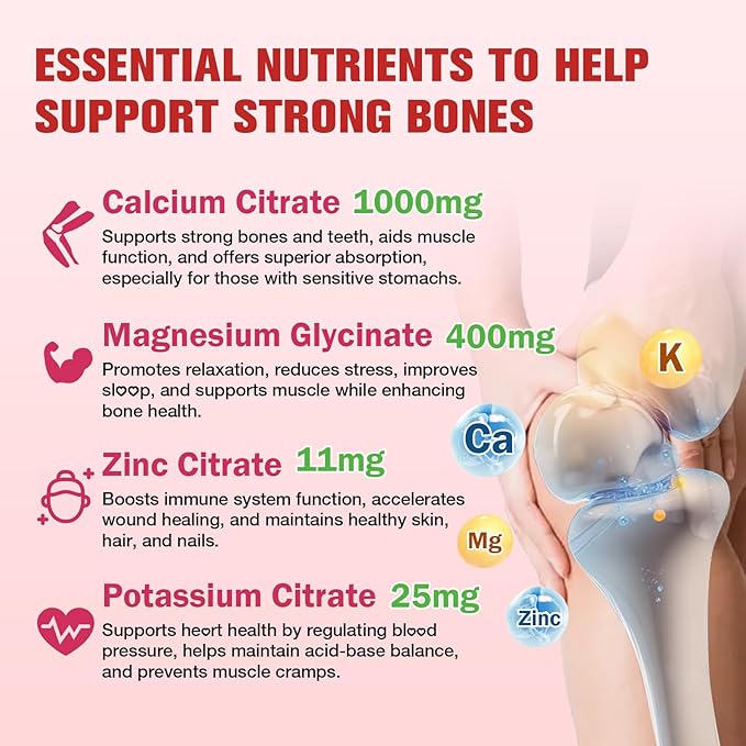 Calcium Magnesium Zinc Gummies – Calcium with Vitamin D3 & K2, Calcium Citrate Gummies for Bone, Muscle, Calm & Zzz Support –High Absorption Magnesium, Raspberry Flavored, 60 Count