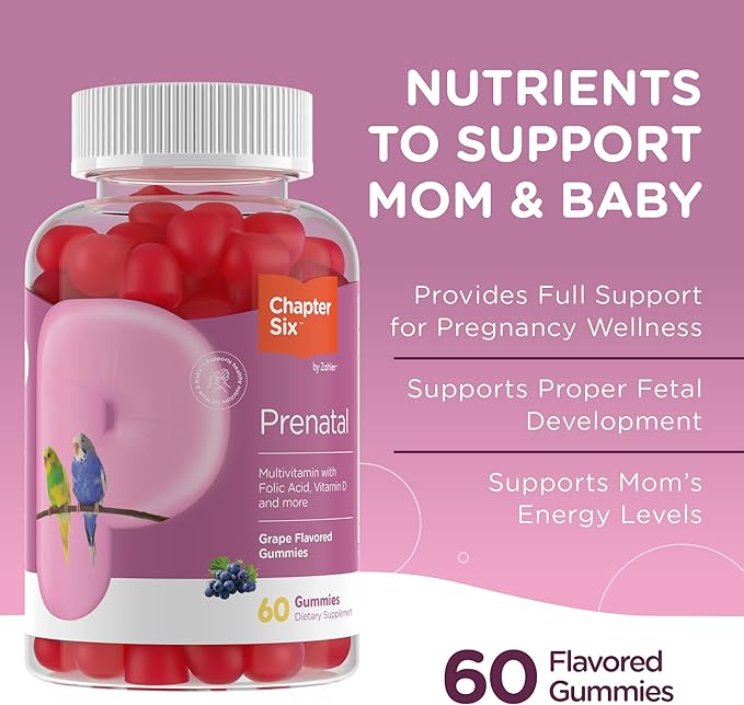 Zahler - Womens Prenatal Gummies - Grape Flavor - Prenatal Vitamins for Women with Folic Acid - Vegetarian & Kosher Pregnancy Vitamins - Womens Prenatal Multivitamin with A C D3 E B6 B12-60 Count