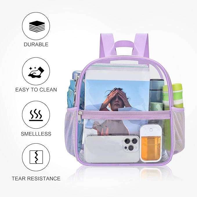 USPECLARE Clear Backpack Stadium Approved 12X11x6, Waterproof Clear Bag Stadium Backpack for Concert Work Sport Event