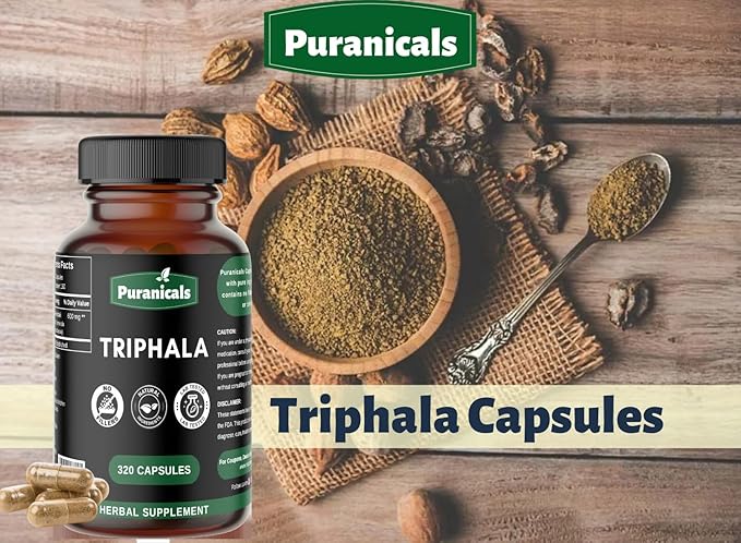 Triphala Premium 320 Capsules Non-GMO and Gluten Free | Herbal Supplement | 600 mg Per Serving | Made with Amla Bibhitaki Haritaki Powder