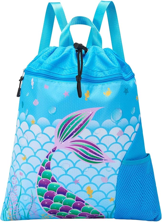 WAWSAM Gym Drawstring Backpack String Bag - 15” x 17” Sports Gym Bag for Kids Waterproof Swimming Beach Shopping Yoga Bag