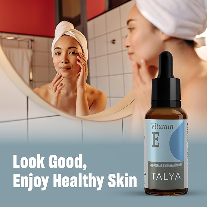 Vitamin E Liquid Drops 0.34 fl.oz | Bone, Joint, Heart Health | Vitamin E Oil for Scars & Skin | Glass Bottle with Dropper | Vitamin E Supplement, Non-GMO, Vegan