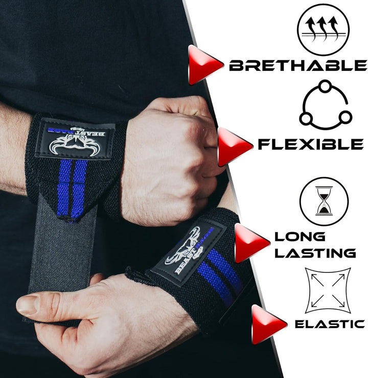 BEAST RAGE® Padded Cotton Lift Straps Lifting Wrist Straps for Weightlifting, Gym, Deadlift, Workout (Pair) Premium Lifting Straps for Gym Men and Women Soft, Supportive Wrist Pads (Navy)