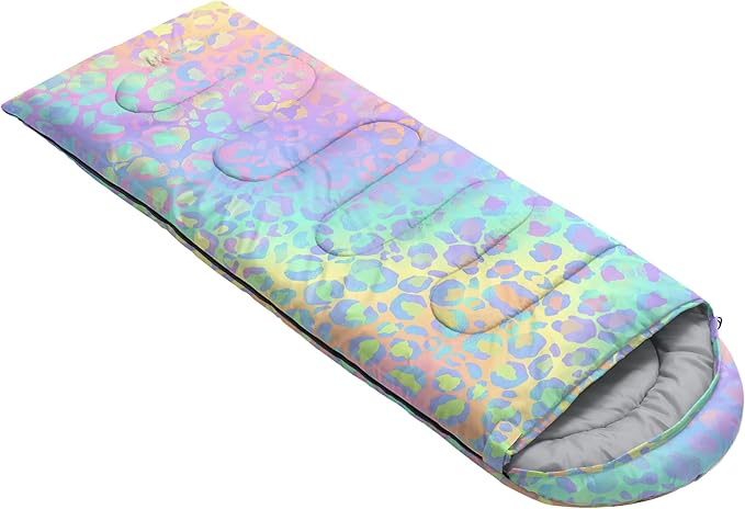 AILONEN Kids Floral Cat Camping Sleeping Bags,Lightweight & Waterproof,3 Season Warm & Cool Weather,Kawaii Kitten Sleeping Bags for Girls Adults,Travelling,Outdoors