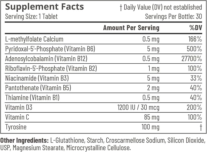 Accentrate® Neuro X - Complete Vitamin B Complex | Active Multivitamin w/L-Methylfolate (5-MTHF), Adenosylcobalamin (B12), Pyridoxal-5'-Phosphate (P5P) | Brain Health | MTHFR Supplement | 30 Tablets