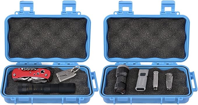 Dry Storage Box, Shockproof Waterproof Box with 2 U‑Shape Buckle, Plastic Storage Container for Cameras, Phones, Camping, Fishing, Hiking(small-Blue)