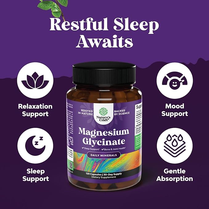 Pure Magnesium Glycinate 400mg Per Serving - Vegan High Absorption Chelated Magnesium Capsules for Women & Men 400mg for Mood Sleep and Relaxation Support - 30 Servings
