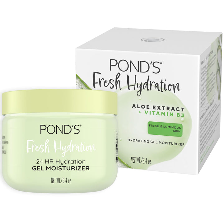 POND'S Aloe Extract & Vitamin B3 Gel Face Moisturizer For Fresh and Luminous Skin, 3.4 oz