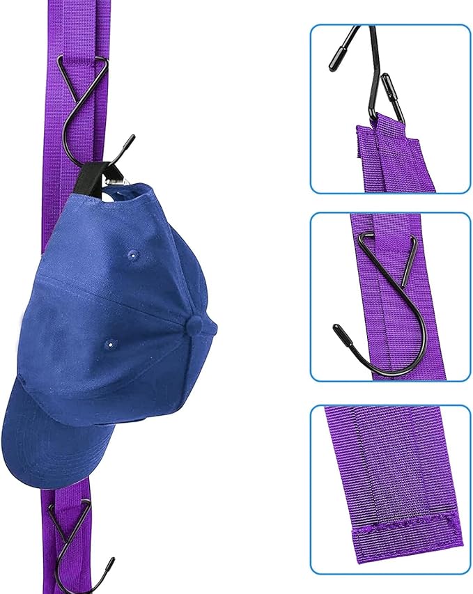 Hockey Hanger Portable Hanging Dryig Rack Hockey Gifts for Home and Outdoor Using in Ice Hockey Skating Football Camping Fishing 5 Hooks (Purple)