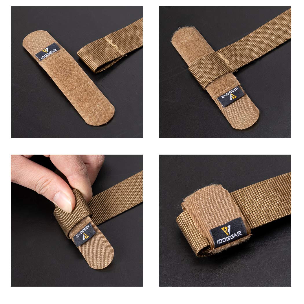 IDOGEAR Tactical Fastening Binding Strap Hook & Loop Reusable Strap (Coyote Brown, Small(2 pcs)+Medium(2 pcs)