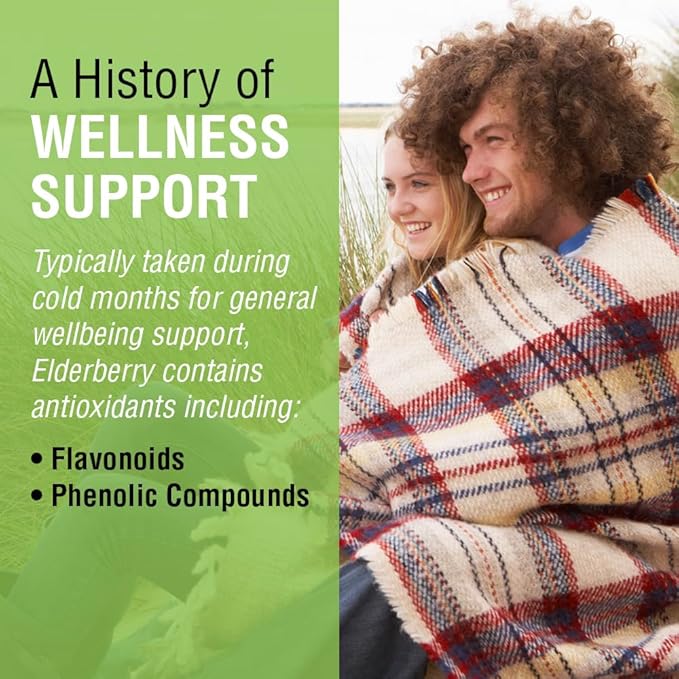 SOLARAY Elderberry Berry & Flower 450mg | Support for General Wellbeing During Cold Months | with Flavonoids & Phenolic Compounds | Non-GMO | 100ct