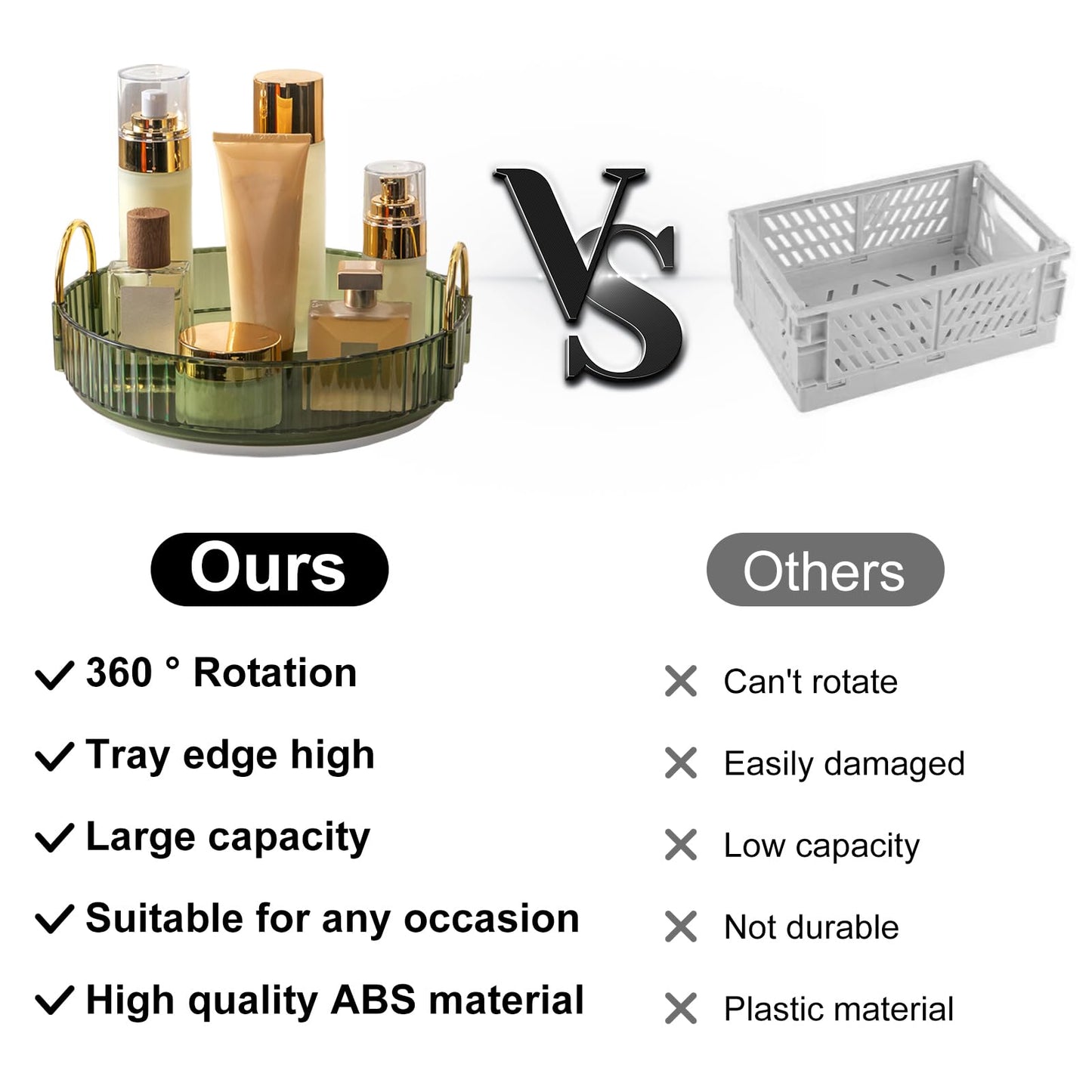 360 Rotating Makeup Organiser,Cosmetic Storage Skincare Makeup Spinning Holder Lipsticks Brushes Perfume Display Stand Box for Vanity Desk, Dresser, Bathroom (Green 1Tier)