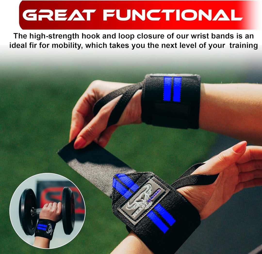 BEAST RAGE® Padded Cotton Lift Straps Lifting Wrist Straps for Weightlifting, Gym, Deadlift, Workout (Pair) Premium Lifting Straps for Gym Men and Women Soft, Supportive Wrist Pads (Navy)