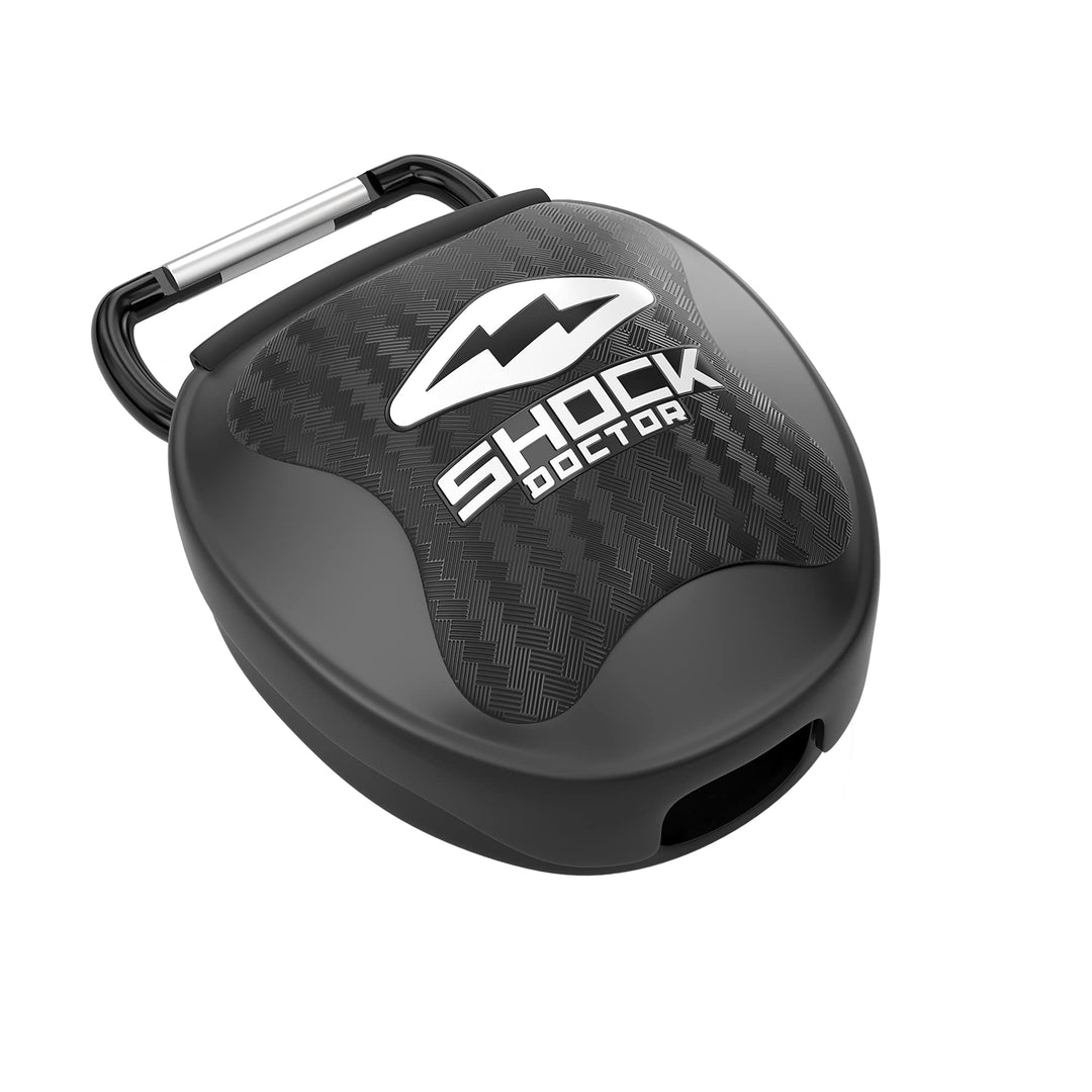 Shock Doctor Ventilated Mouth Guard Case, Universal Storage for Adult & Youth Sizes, Black Chrome