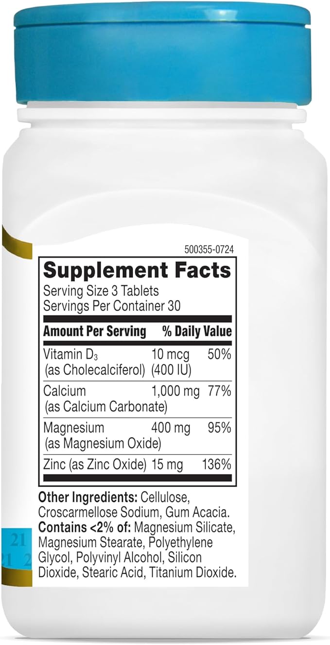 21st Century Cal Mag Zinc +D Tablets, 90 Count