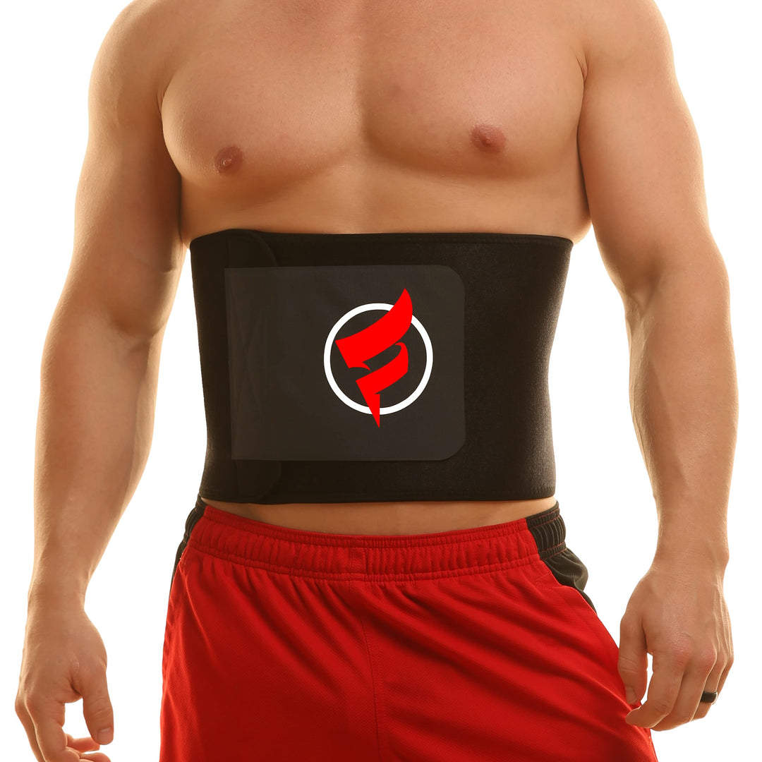 Fitru Waist Trimmer Sauna Ab Belt For Women & Men - Waist Trainer Stomach Wrap (Black, XS: 8" X 34")