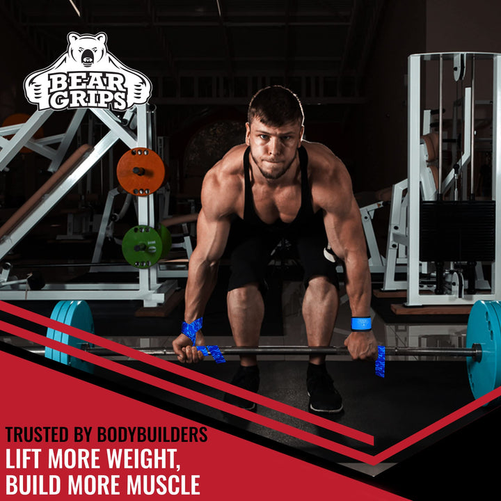 Bear Grips Lifting Straps Gym, Wrist Straps for Weightlifting, Gym Straps, Weightlifting Straps, Deadlift Straps, Weight Lifting Straps for Men, Weight Straps Lifting Women, 2 Lifting Strap Blue Camo