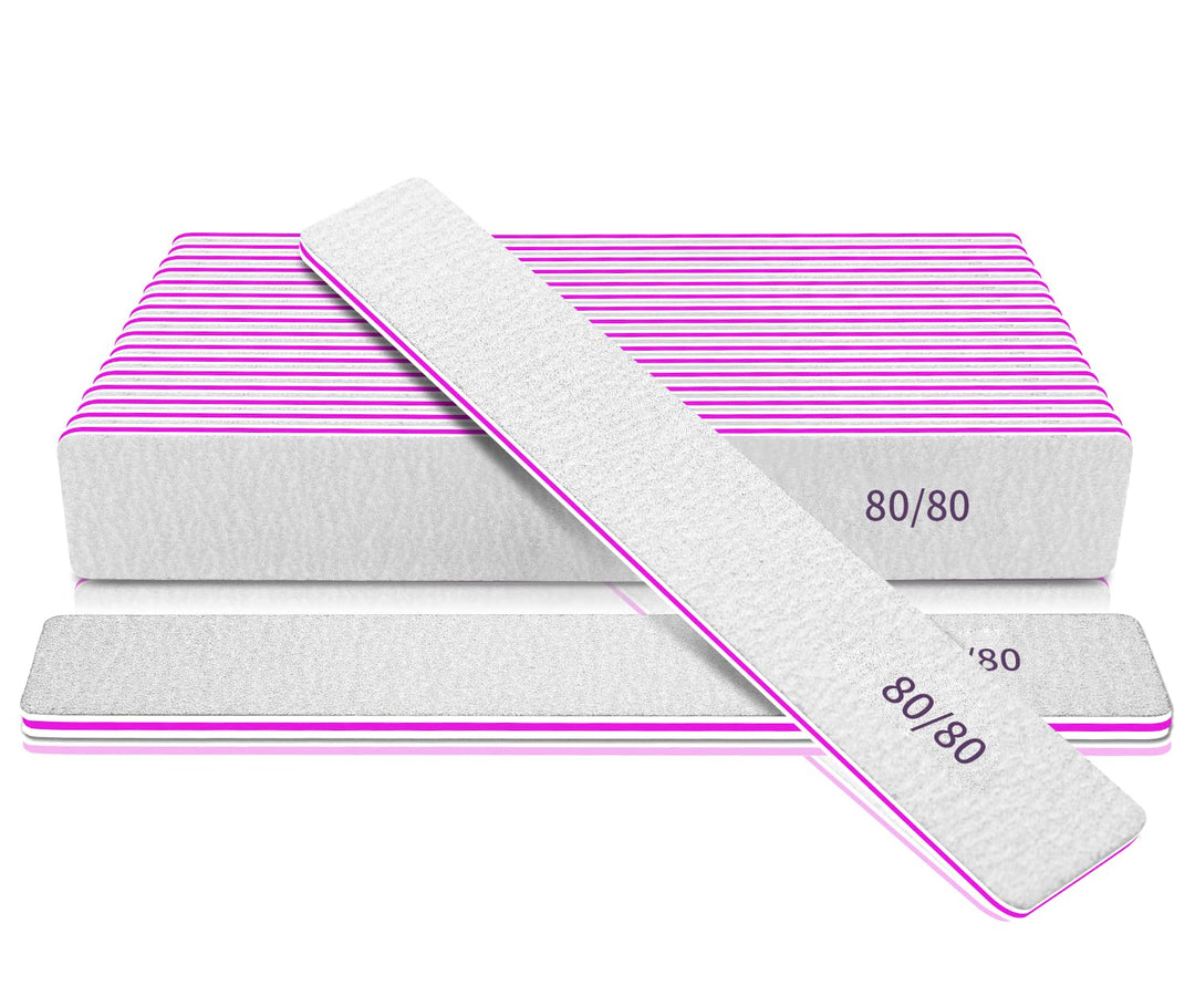 Meteorock 12 Pcs Nail File Set, Coarse 80 Grit, Jumbo, Emery, Purple, Nail Art Tools For Salon, Double Sided, Rectangle Shape, 1