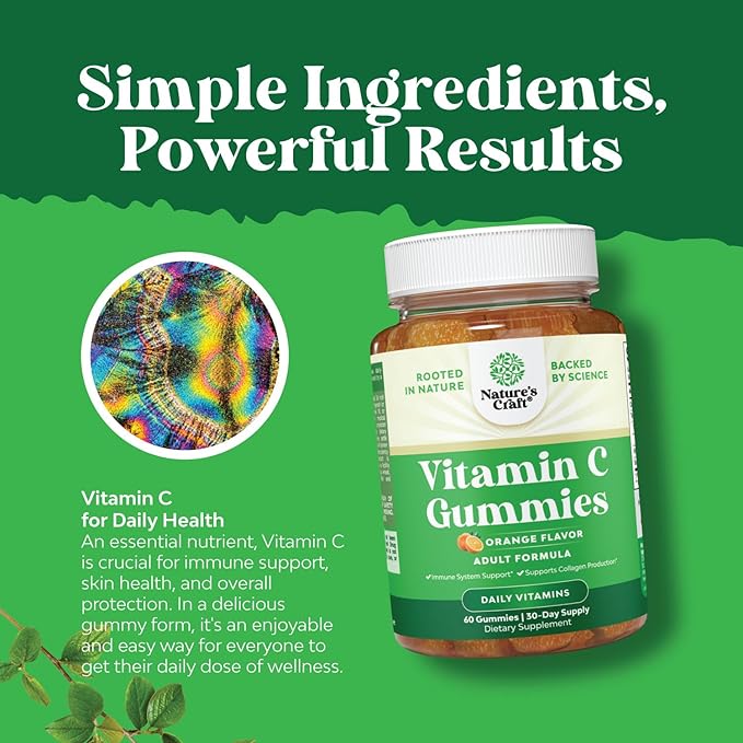 Chewable Vitamin C Gummies for Adults - Halal Vitamin C Immune Support Gummies - Ascorbic Acid Natural Gummy Immune Booster for Adults and Natural Cold Remedy Gummy Vitamins