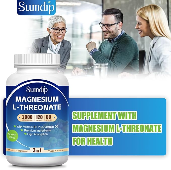 Magnesium L-Threonate Capsules, 2000 mg per Serving, High Absorption, Supports Immune, Suitable for Men and Women,120 Vegetarian Capsules