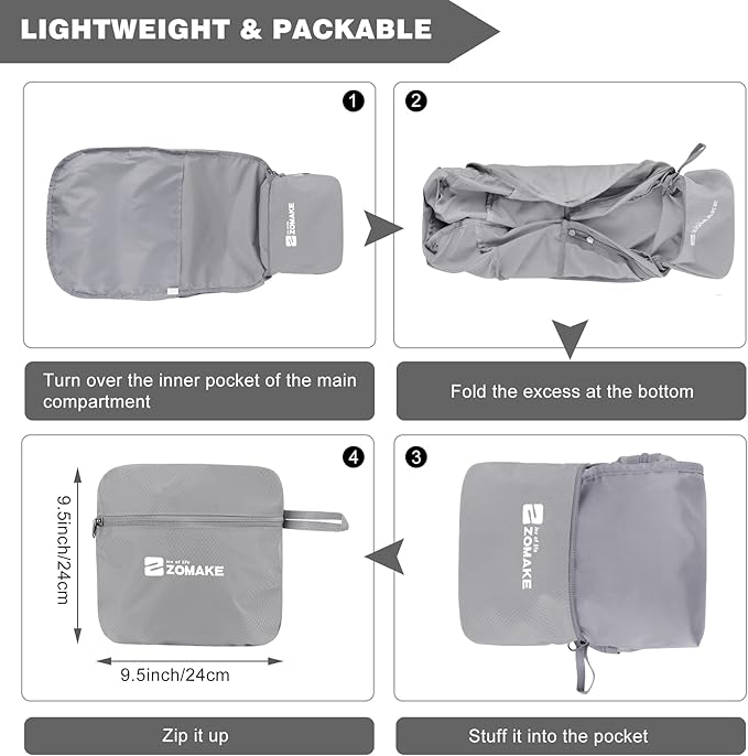 ZOMAKE Lightweight Packable Backpack 35L, Foldable Backpacks Water Resistant Collapsible Light Daypack for Hiking