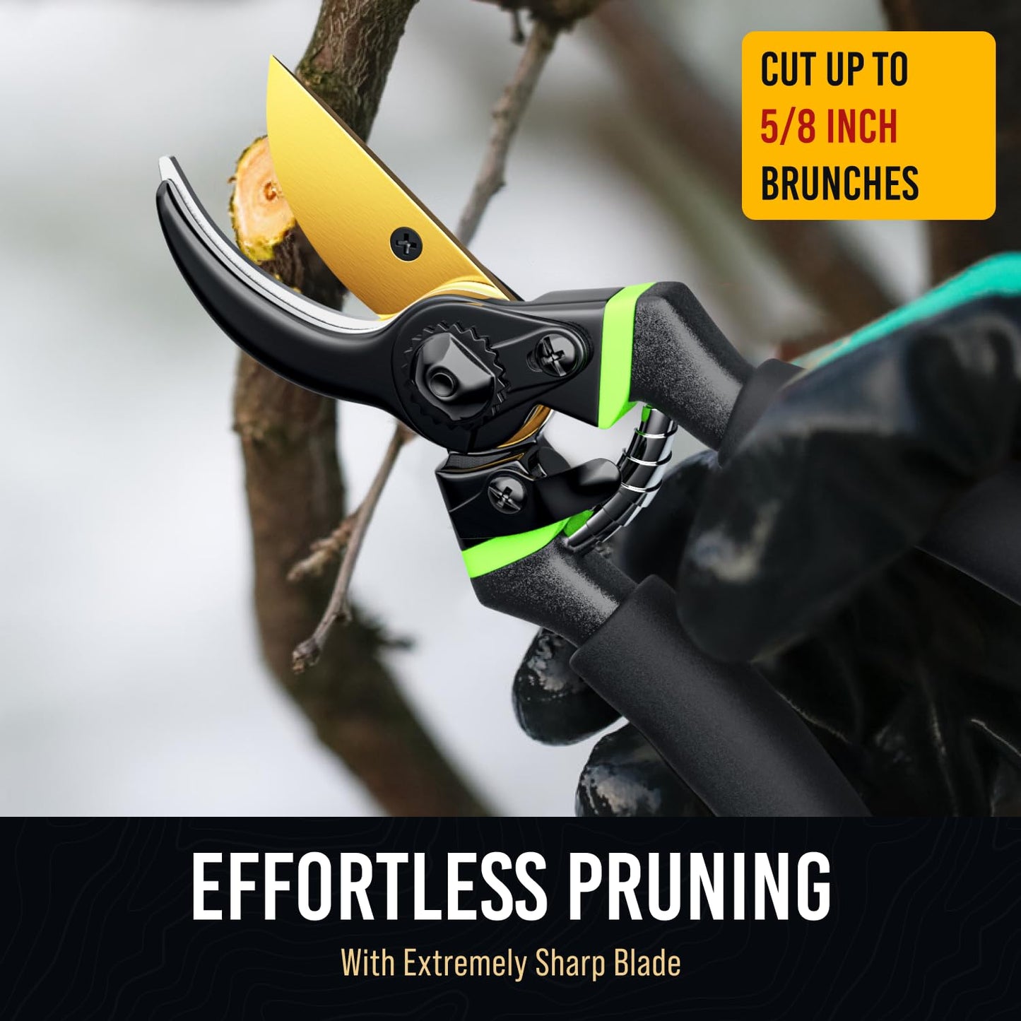 "8.5" Premium Titanium Garden Secateurs - Professional Bypass Pruning Shears for Plants, Hedges, and Flowers