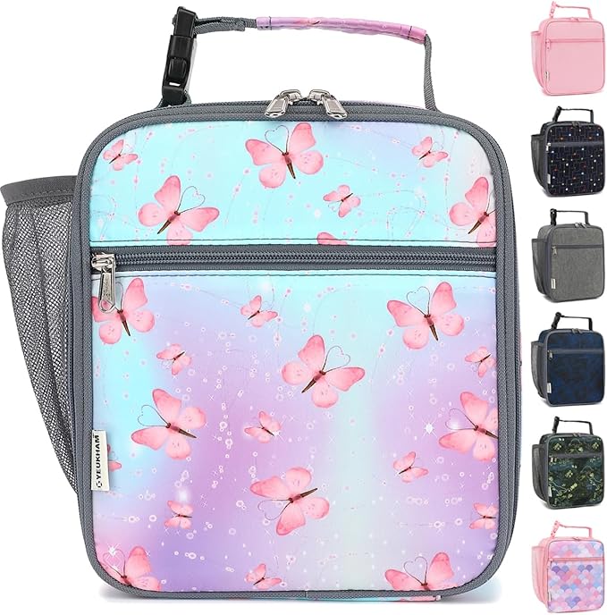 Lunch Box for Kids Boys Girls Men Women, Insulated Small Soft Cooler Lunch Bag Kit for School Work Picnic Travel - Reusable Portable lunchbox,Butterfly