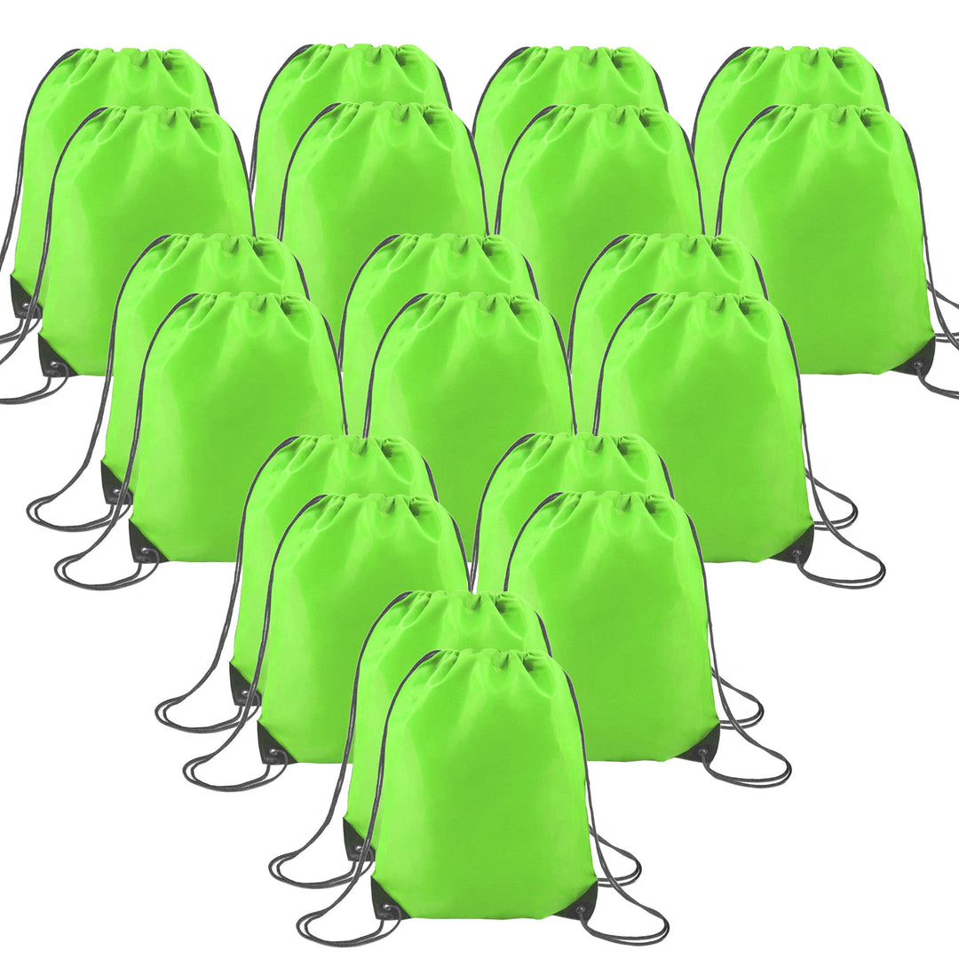 BeeGreen 20 Packs Green Drawstring Bags for Birthday Party Gym Sports Multipurpose Polyester Cinch Sackpack Bulk for Heat Vinyl Tie Dye Pull String Sinch Sacks
