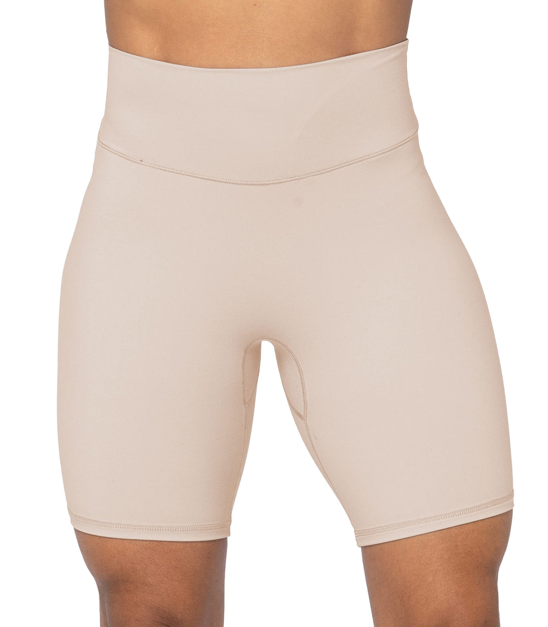 Sunzel 8" High Waist Biker Shorts for Women No Front Seam Soft Yoga Workout Gym Bike Shorts Tummy Control Squat Proof Beige