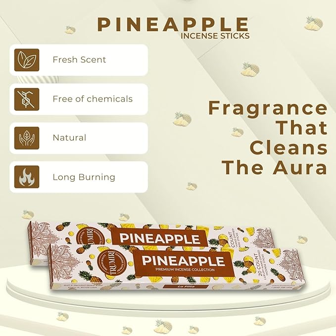 Pineapple Incense Sticks - Incienso de Piña - Total 40 Insence-Sticks - Dual Pack of 20 Insense - Inciensos - Inscents - Natural Non Toxic Ingredients - Incents - Incence - Inscense - Insents