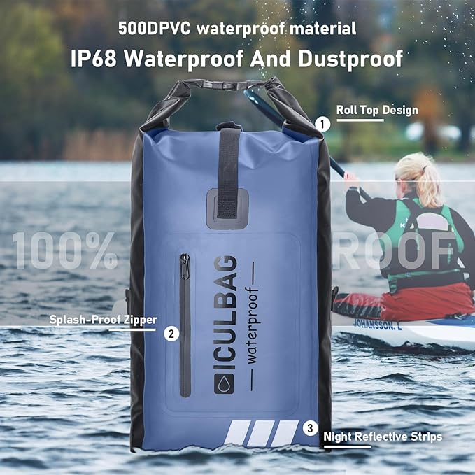 Waterproof Backpack For Women Men Dry Bags Waterprof Bags for Kayaking Boating Travele Hiking Camping Dry Bag 20L