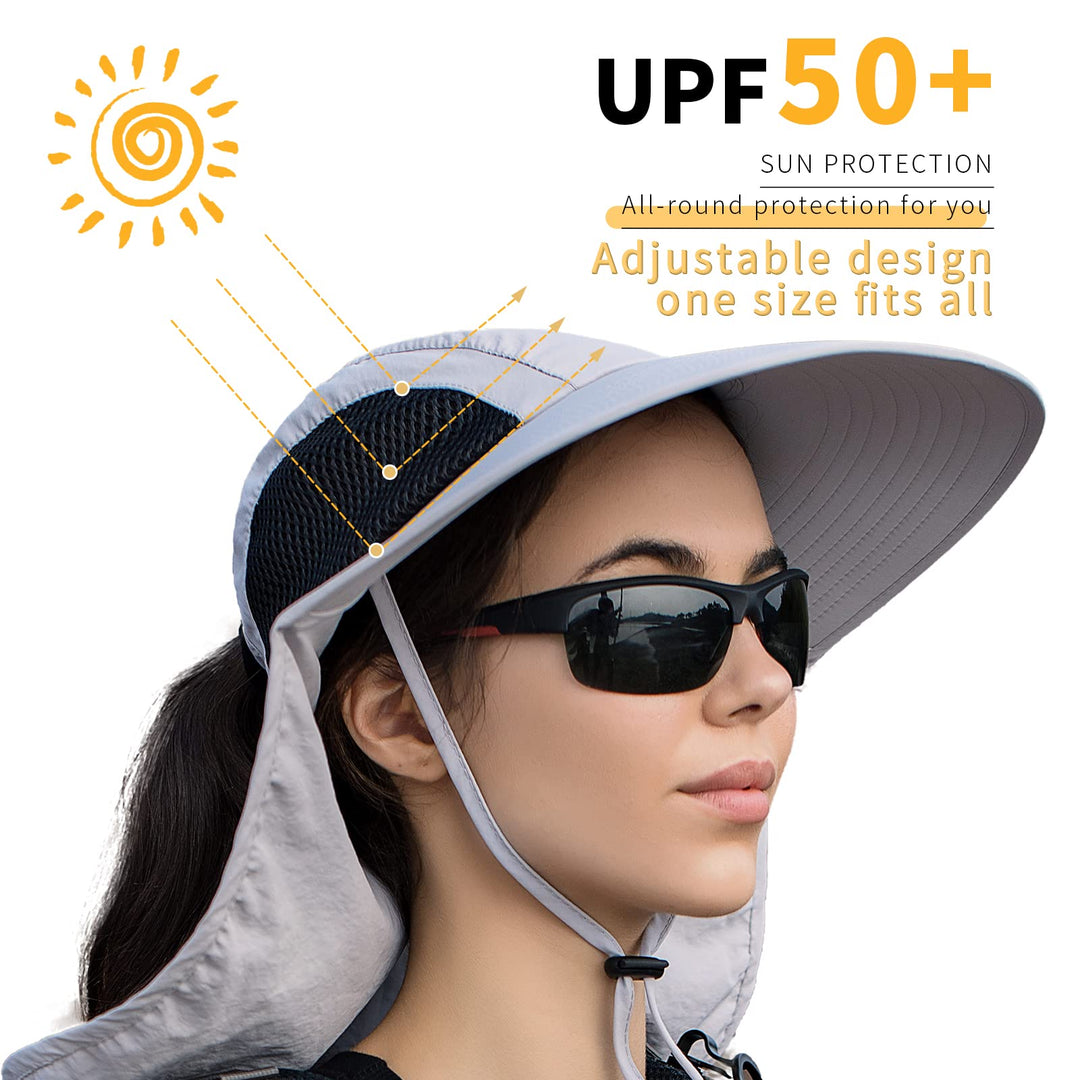 Sun Hat for men women with Neck Flap,UPF 50+ UV Protective Hiking Fishing Hats,Wide Brim Sun Hat for Women&Men