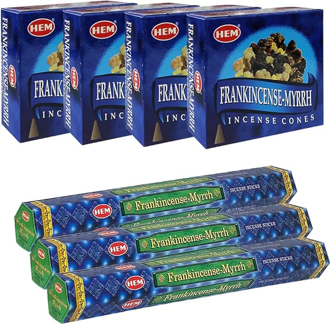 Frankincense & Myrrh Incense Sticks and Cone Incense Holder Bundle insence insense inscents insienso