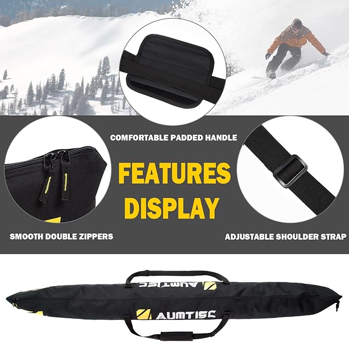 AUMTISC Ski Bag and Boot Bag Combo, Padded Ski Bags for Air Travel Flying, Adjustable Length for Skis Up to 200 cm and Boots Up to Size 13