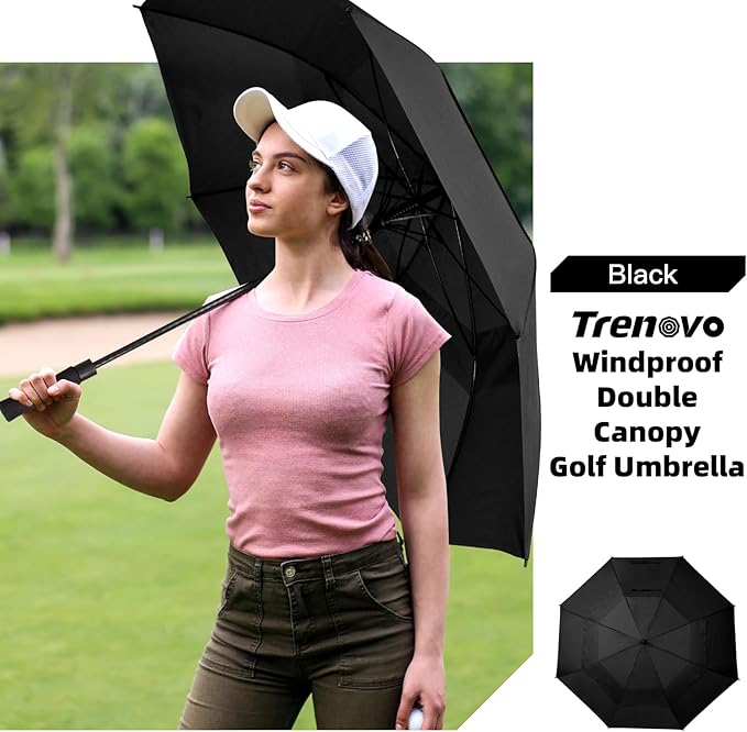 Auto Open Golf Umbrellas 62/68/72 Inch Extra Large Oversize for Business & Home, Ventilated Double Canopy Windproof Waterproof Stick Umbrella for Rain & strong wind