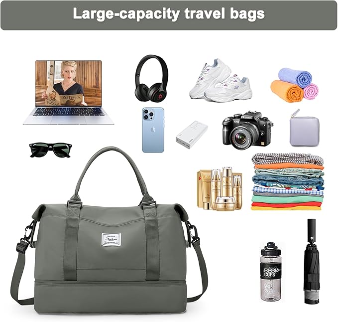 Travel Duffel Bag,Sports Tote Gym Bag,Shoulder Weekender Overnight Bag for Women