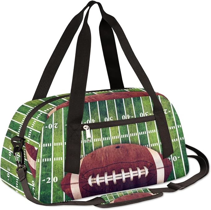 American Football Field And Ball Kids Overnight Duffle Bags Boys Girls Teen Sports Gym Bag for Weekender Travel Gymnastics Dance Ballet