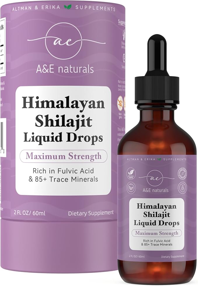 Altman & Erika’s A&E Naturals - Himalayan Shilajit Resin Mineral Drops | Natural, Organic |Detox, Cleanse, Immune Support, Brain Booster, and Energy | Fulvic Acid and Trace Minerals | 2 FL OZ