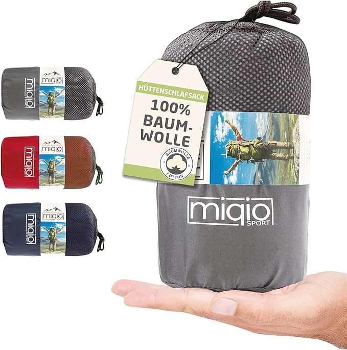 2-in-1 Sleeping Bag Liner and XL Sized Travel Sheet - All Around Zipper - 100% Cotton - Ultra Lightweight Sleep Liner for Hotel Hostel and Camping