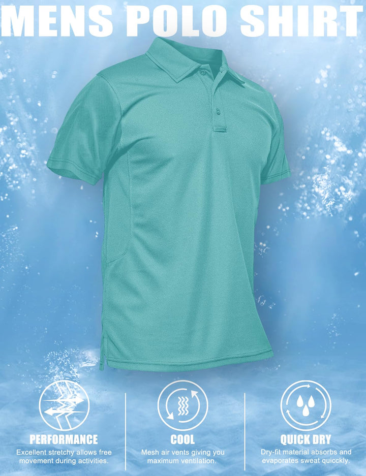 MAGCOMSEN Short Sleeve T Shirts for Men Polo Shirts for Men Golf Polos for Men Fall Shirts Mens Fishing Shirts Work Shirts Casual Quick Dry Golf Polo Shirts for Men