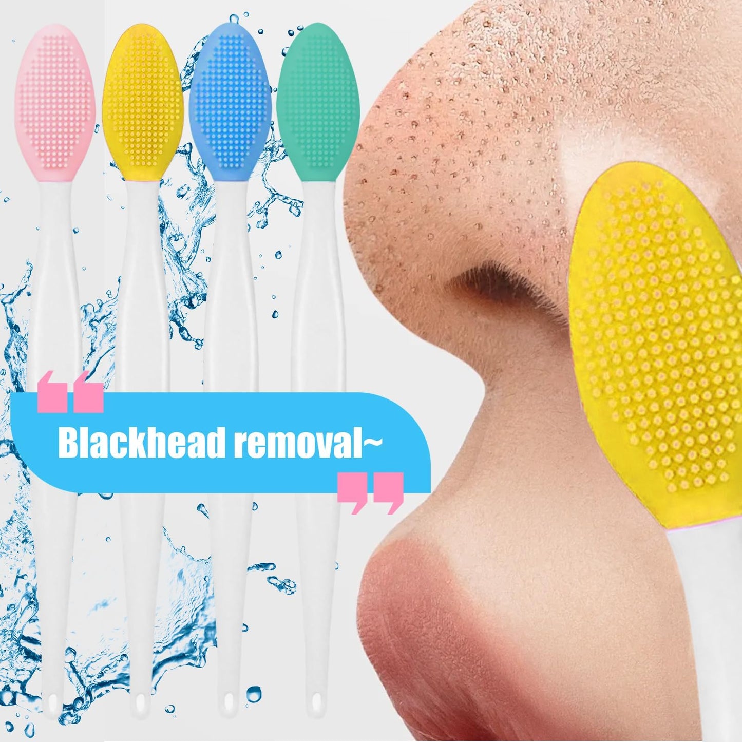 4 Pcs Silicone Lip Scrub Brush,Double-Sided Silicone Exfoliating Cleaner,Nose Blackhead Clean Scrubber Tool Soft Brush Cleaner for Men Women Dark and Chap Lips(4 Colors)