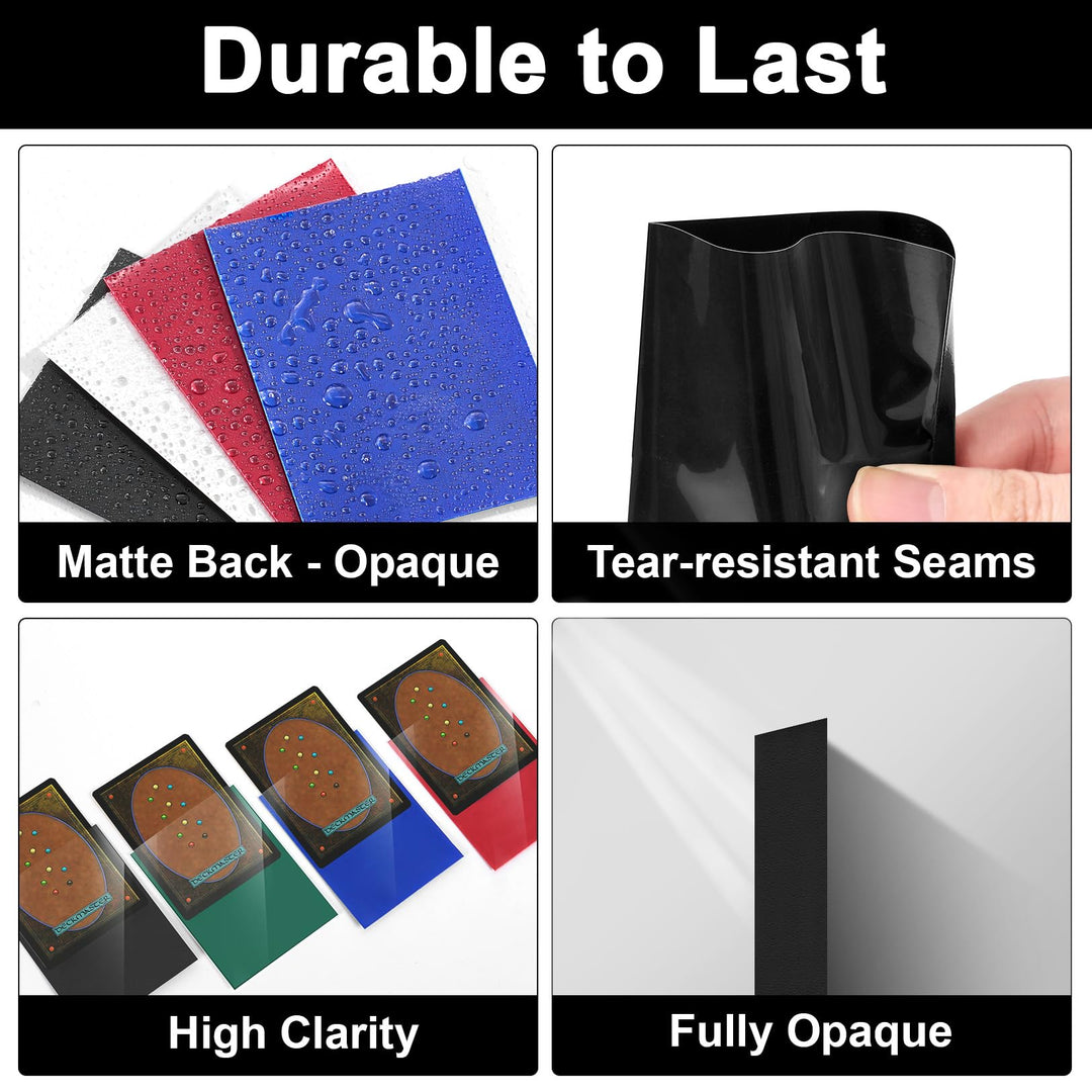 Standard Black MTG Card Sleeves 500 Pack, Card Protectors Sleeves Matte Back Finish, Perfect Shuffling - Protect All Your Trading Cards, TCG Cards & Sports Cards by Fabmaker, Never Tear 66x91mm