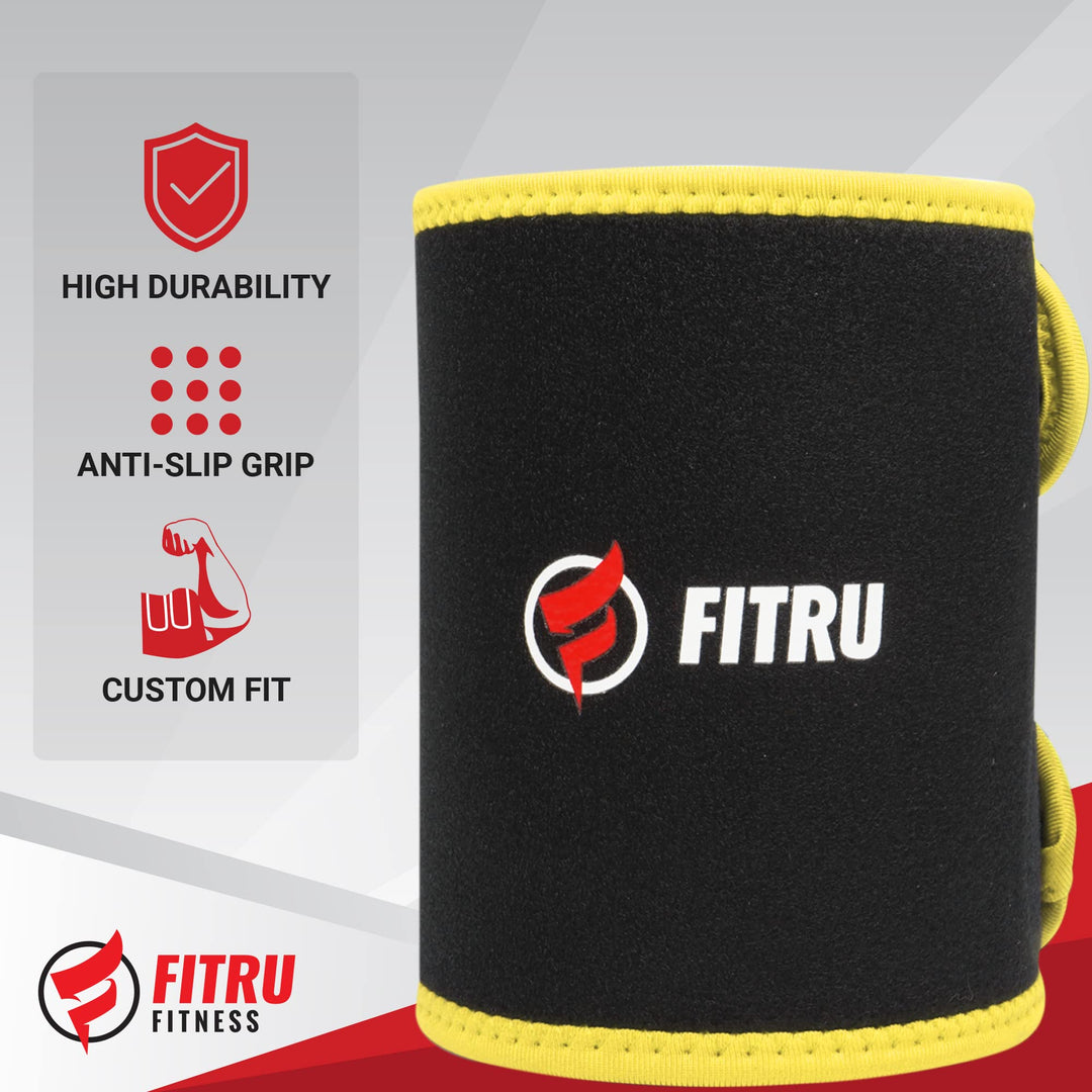 Fitru Premium Arm Trimmers for Men & Women | Sauna Arm Wraps for Flabby Arms Increasing Heat & Sweat During Exercise Yellow