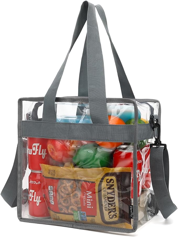 FlowFly Lunch Bag Tote Bag Lunch Organizer Lunch Holder Insulated Lunch Cooler Bag for Women/Men, Clear#Grey, Large