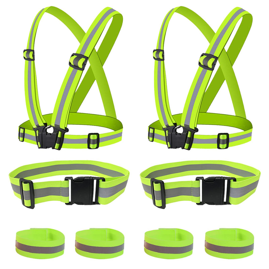 Miushion Hivisible Reflective Vest, Reflective Glow Belt with Reflector Armbands, Outdoor Adjustable Elastic Safety Vest Reflective Belt High Visibility for Running, Walking, Jogging, Cycling