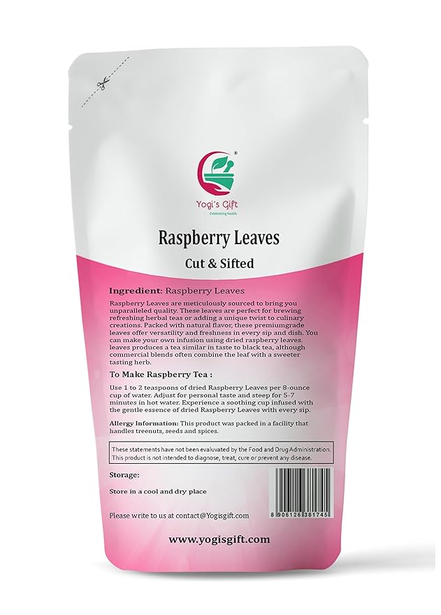 Raspberry Leaf tea 4 oz | Cut and Sifted | 100% Pure and Natural Herbal Tea | Non-GMO, Ethically Sourced | by Yogi's Gift®