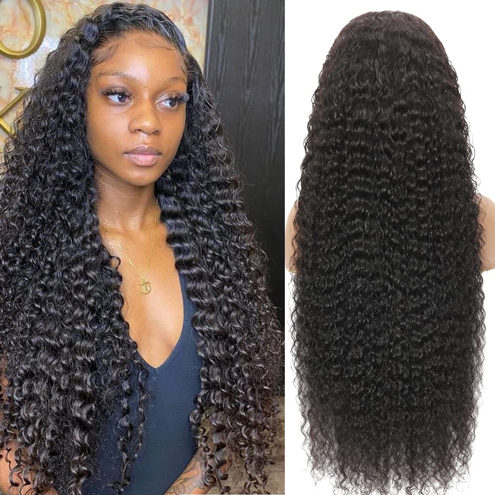 Healthair 28Inch 250% Density 360 Lace Front Wigs Human Hair, Deep Wave Lace Front Wigs Preplucked, Hd Lace 10A Remy Human Hair